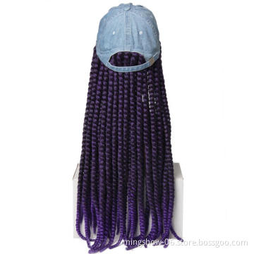 Twist Hair Wigs Synthetic Black Hat Attached hat With Baseball Hat With Goddess Locs Wig